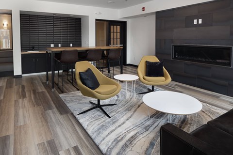 Lounge area in the community room at The Landing at 1001 NP, Fargo, ND 58102