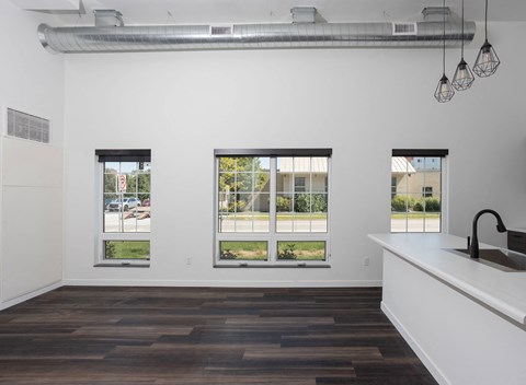 Carpeted Living Room at The Landing at 1001 NP, Fargo, ND, 58102