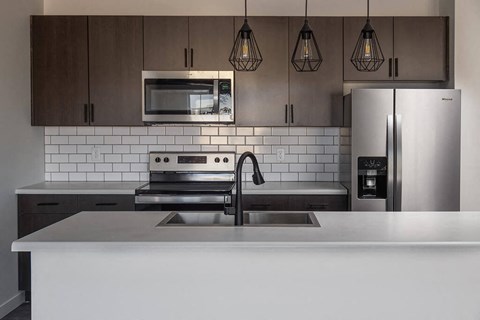 Kitchen Island at The Landing at 1001 NP, Fargo, North Dakota 58102