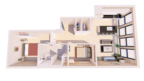 2 Bedroom A 1 Bathroom Floor plan at Bostad Apartments, Fargo, ND 58102