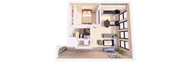 1 Bedroom B 1 Bathroom Floor plan at Bostad Apartments, Fargo, North Dakota 58102