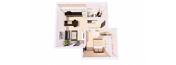 1 Bedroom D 1 Bathroom Floor plan at Bostad Apartments, Fargo, North Dakota 58102