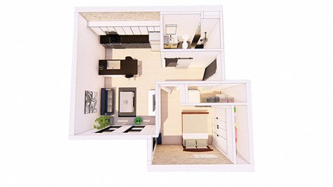 1 Bedroom D 1 Bathroom Floor plan at Bostad Apartments, Fargo, North Dakota 58102