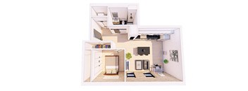 1 Bedroom E 1 Bathroom Floor plan at Bostad Apartments, Fargo, North Dakota, 58102
