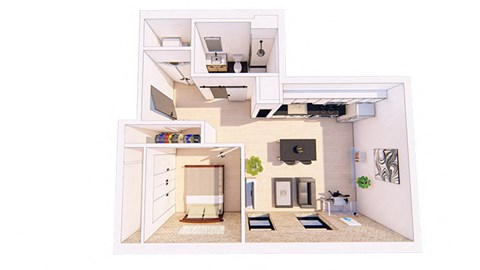 1 Bedroom E 1 Bathroom Floor plan at Bostad Apartments, Fargo, North Dakota, 58102