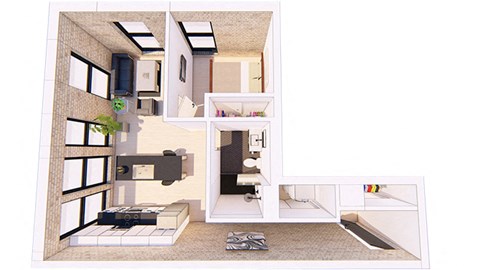 1 Bedroom F 1 Bathroom Floor plan at Bostad Apartments, Fargo, ND, 58102