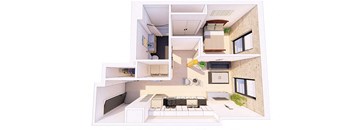 1 Bedroom G 1 Bathroom Floor plan at Bostad Apartments, Fargo, ND 58102