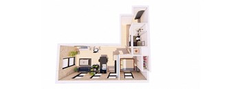 1 Bedroom H 1 Bathroom Floor plan at Bostad Apartments, Fargo, ND 58102