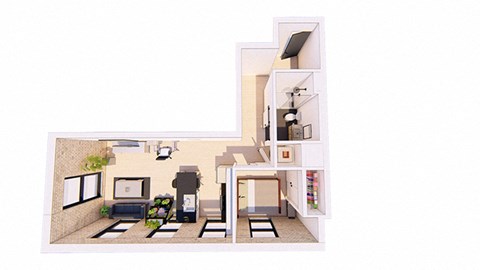 1 Bedroom H 1 Bathroom Floor plan at Bostad Apartments, Fargo, ND 58102