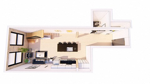 1 Bedroom 1.5 Bathroom B Floor plan at Bostad Apartments, Fargo, ND 58102