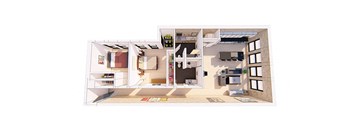 2 Bedroom 2 Bathroom A Floor plan at Bostad Apartments, Fargo, ND 58102