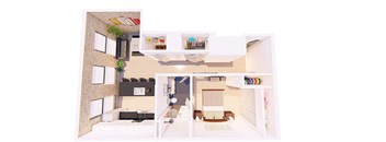 1 Bedroom L 1 Bathroom Floor plan at Bostad Apartments, Fargo, North Dakota, 58102