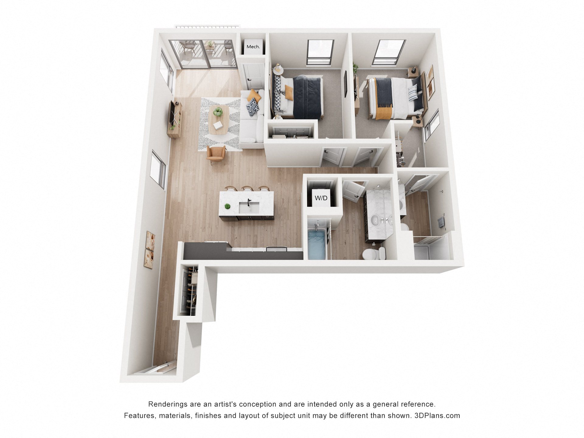 Bell Floor Plan at Riverhouse Apartments, Fargo, ND 58102
