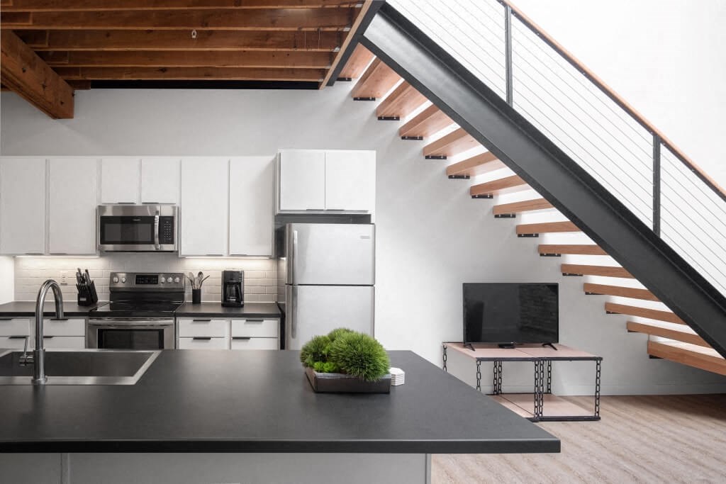 Kitchen area at Bostad Apartments, Fargo, North Dakota 58102