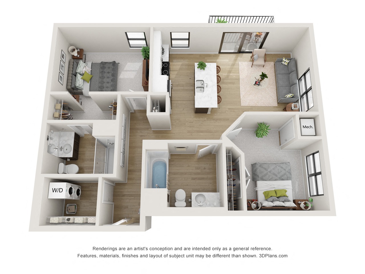 Bowers ADA 2 bed 2 bath Floor Plan at Mercantile on Broadway, Fargo, ND 58102