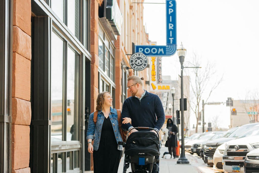 Happy family at Kesler Apartments in Downtown Fargo, North Dakota, 58102