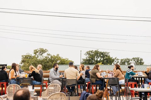 Outdoor sitting at The Landing at 1001 NP, Fargo, North Dakota 58102