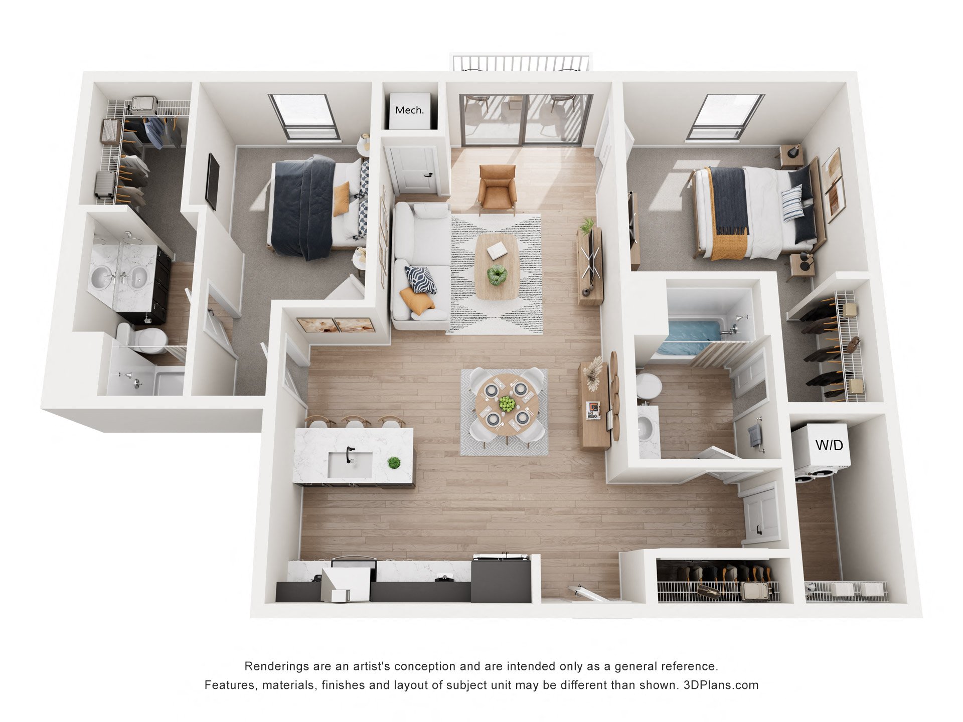 Ewin Floor Plan at Riverhouse Apartments, Fargo, North Dakota 58102