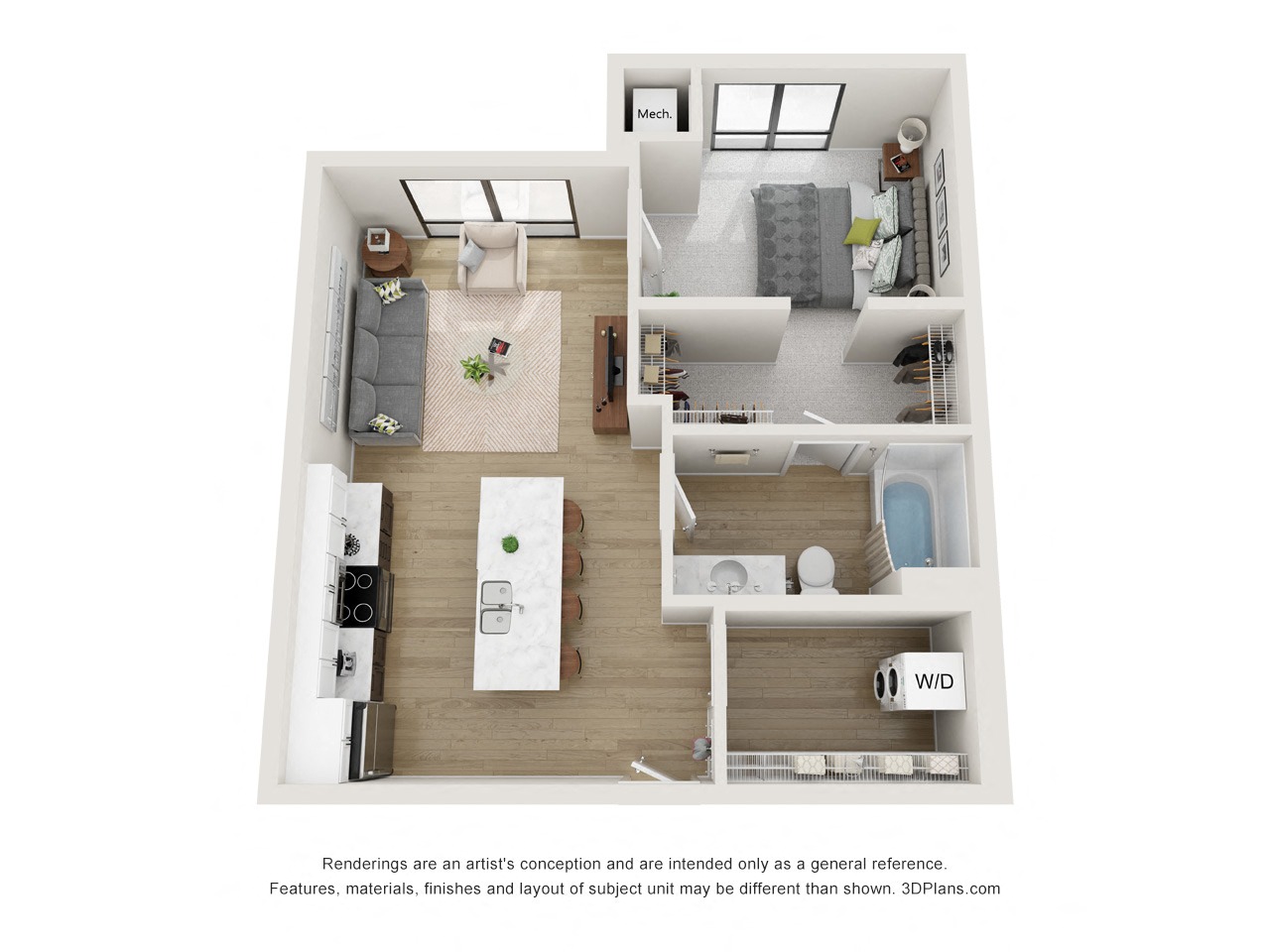 George 1 bed 1 bath Floor Plan at Mercantile on Broadway, Fargo, ND 58102
