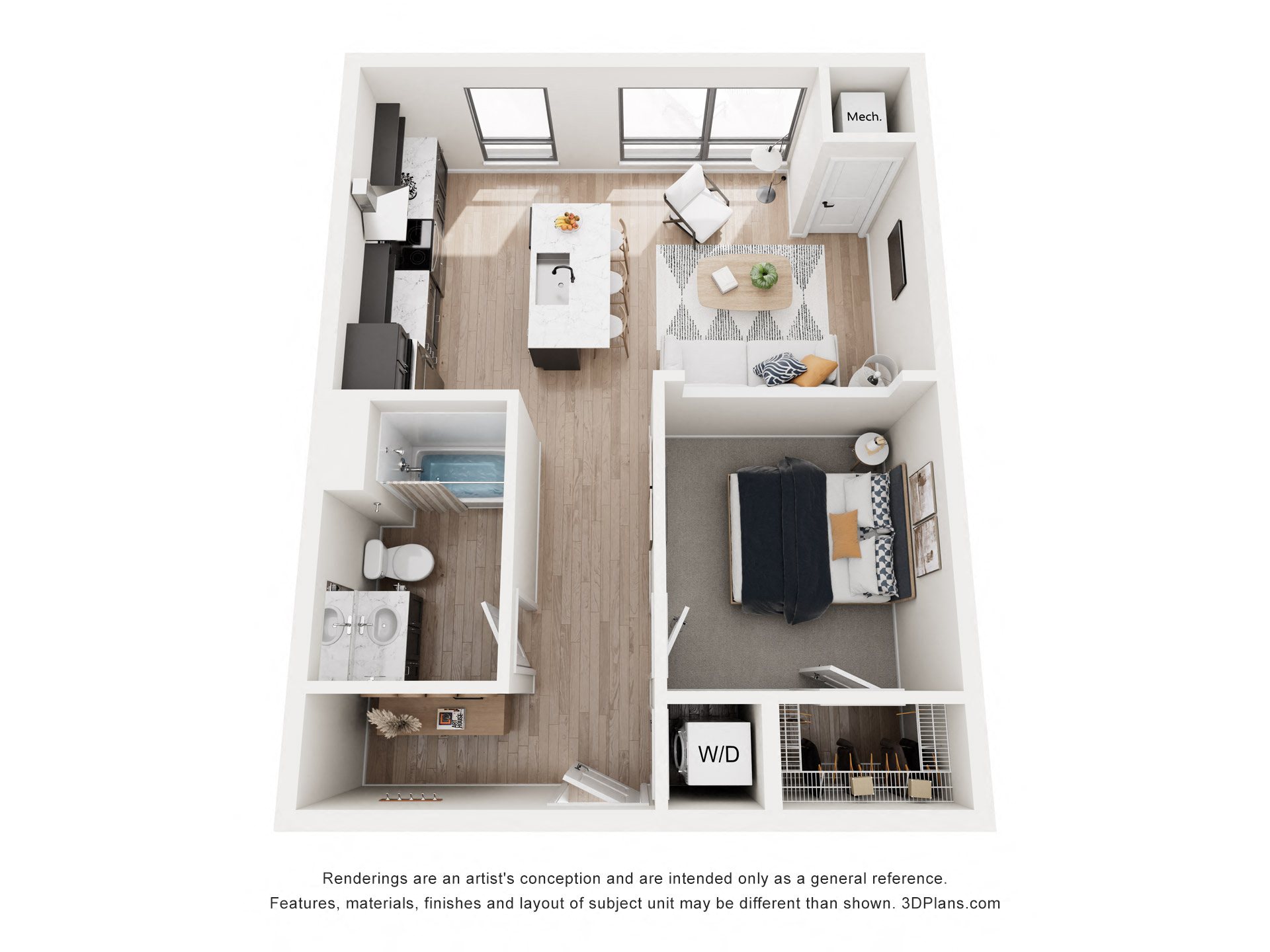 Henry (No Balcony) Floor Plan at Riverhouse Apartments, Fargo, ND 58102