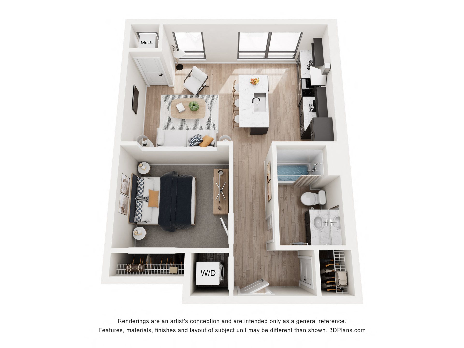 Hill Floor Plan at Riverhouse Apartments, Fargo, ND 58102