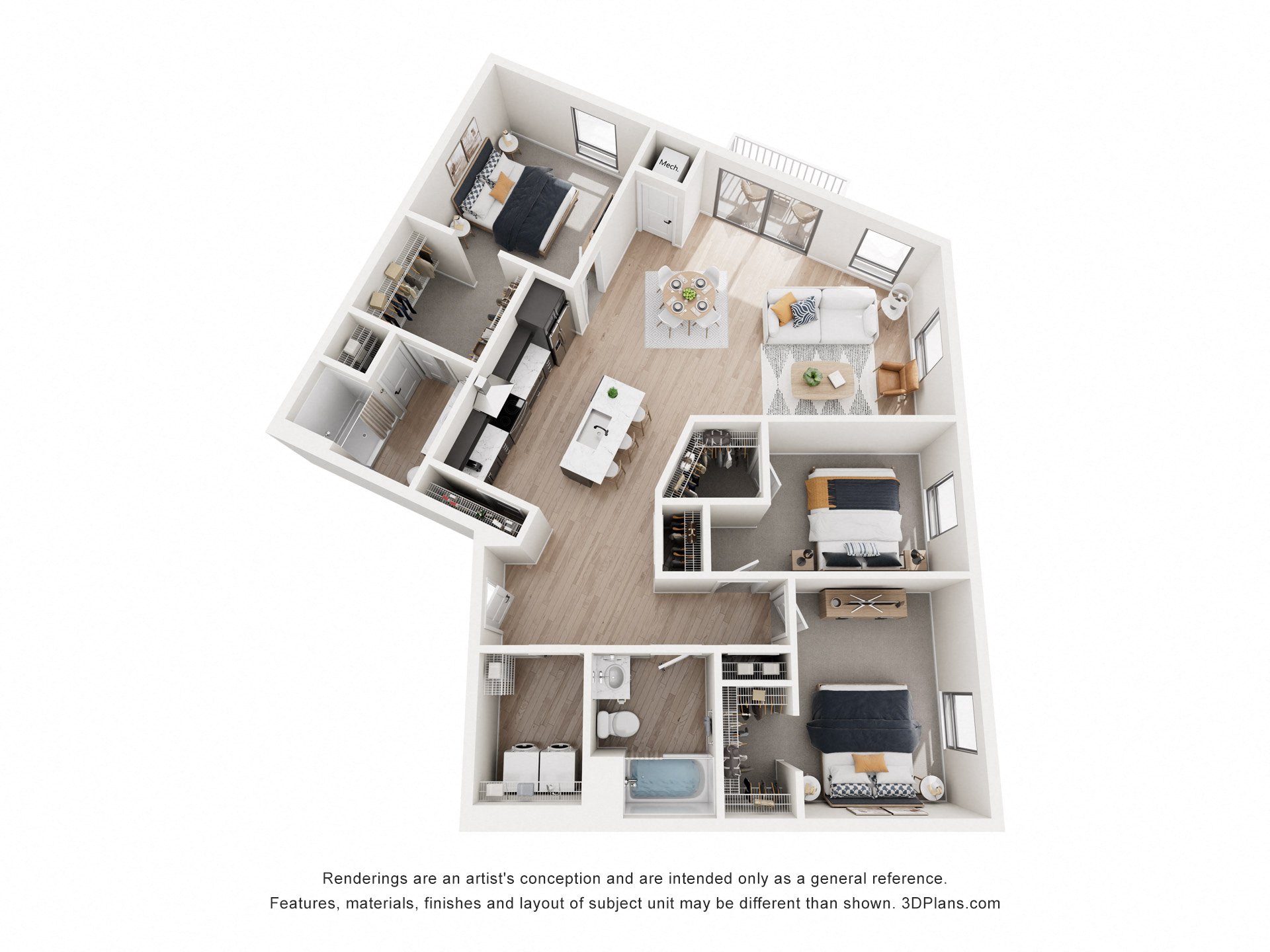 Hudson Floor Plan at Riverhouse Apartments, Fargo, ND 58102