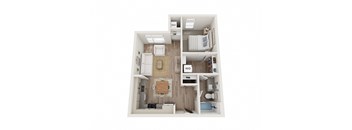 1 bedroom  1 bathroom floor plan Cat Kesler Apartments in Downtown Fargo, North Dakota, 58102