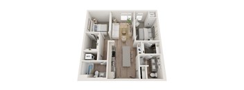 2 bedroom 2 bathroom floor plan B at Kesler Apartments in Downtown Fargo, Fargo, ND 58102