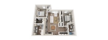 2 bedroom 2 bathroom floor plan  at Kesler Apartments in Downtown Fargo, Fargo, ND, 58102
