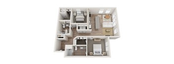 2 bedroom 2 bathroom floor plan A at Kesler Apartments in Downtown Fargo, Fargo, ND 58102
