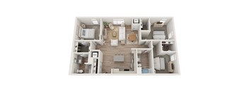 3 bedroom 2 bathroom floor plan at Kesler Apartments in Downtown Fargo, Fargo, ND 58102