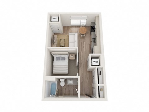 1 bedroom  1 bathroom floor plan at Kesler Apartments in Downtown Fargo, Fargo, North Dakota 58102