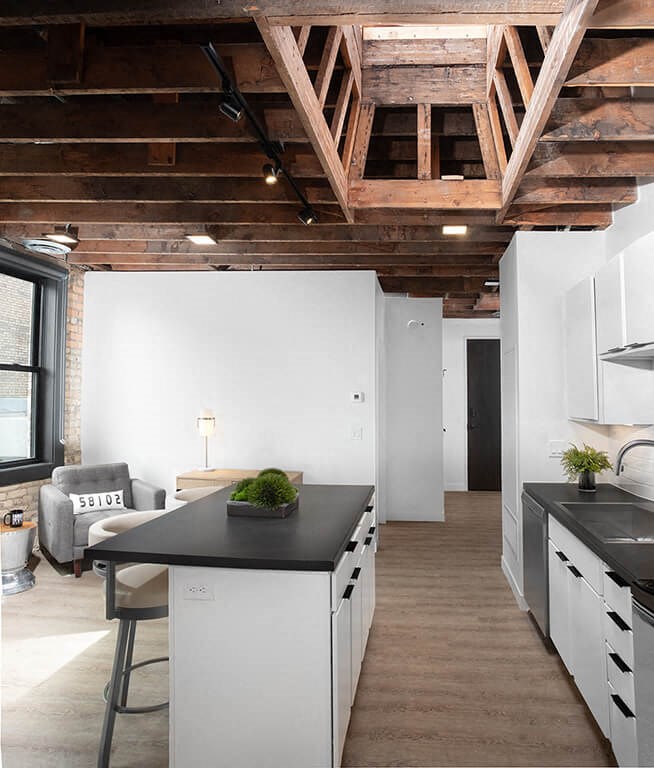 Kitchen Cabinets at Bostad Apartments, Fargo, North Dakota 58102
