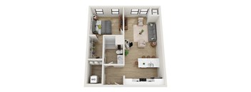 1 bedroom 1 bathroom Dakotah Floor Plan at Mercantile on Broadway, Fargo, ND 58102
