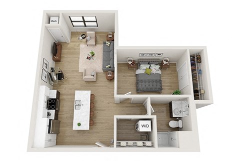 1 bedroom 1 bathroom Hagaman Floor Plan at Mercantile on Broadway, Fargo, North Dakota 58102