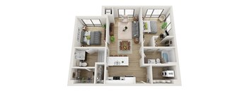 2 bedroom 2 bathroom  Johnson Floor Plan at Mercantile on Broadway, Fargo, North Dakota 58102