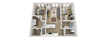 2 bedroom 2 bathroom Cooper Floor Plan at Mercantile on Broadway, Fargo, ND, 58102