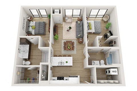 2 bedroom 2 bathroom Cooper Floor Plan at Mercantile on Broadway, Fargo, ND, 58102