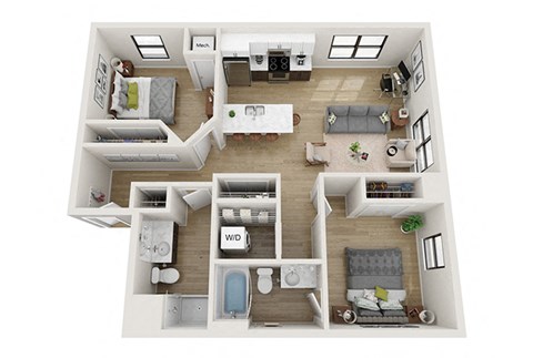 2 bedroom 2 bathroom Sullivan Floor Plan at Mercantile on Broadway, Fargo, ND 58102