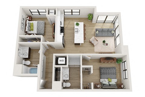 2 bedroom 2 bathroom Philco Floor Plan at Mercantile on Broadway, Fargo, ND 58102