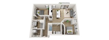 2 bedroom 2 bathroom Bowers Floor Plan at Mercantile on Broadway, Fargo, North Dakota 58102