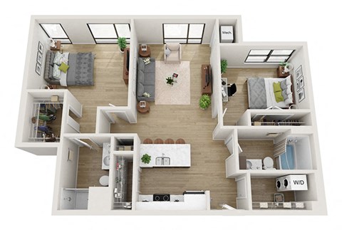 2 bedroom 2 bathroom Griggs Floor Plan at Mercantile on Broadway, Fargo, North Dakota, 58102