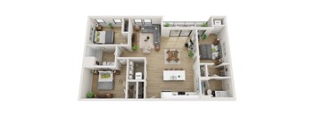 3 bedroom 2 bathroom  Schumacher Floor Plan at Mercantile on Broadway, Fargo, ND 58102