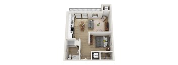 1 bedroom 1 bathroom Reineke Floor Plan at Mercantile on Broadway, Fargo, North Dakota 58102
