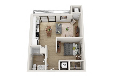 1 bedroom 1 bathroom Reineke Floor Plan at Mercantile on Broadway, Fargo, North Dakota 58102