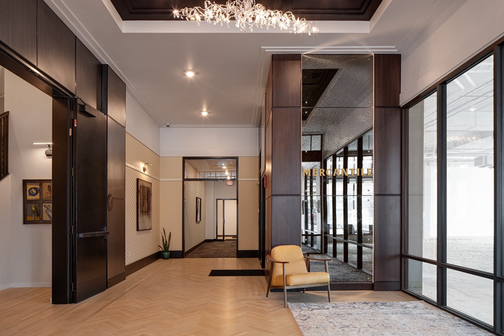 Apartment lobby at Mercantile on Broadway, Fargo, ND 58102
