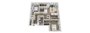 2 Bedroom 2 Bathroom Floor Plan at The Landing at 1001 NP, Fargo, North Dakota 58102