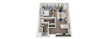 1 bedroom 1 bathroom floor plan at The Landing at 1001 NP, Fargo, ND 58102