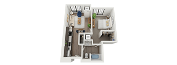 1 bedroom 1 bathroom floor plan C at The Landing at 1001 NP, Fargo, North Dakota 58102