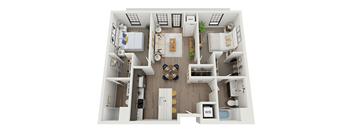 2 bedroom 2 bathroom floor planat The Landing at 1001 NP, Fargo, ND 58102